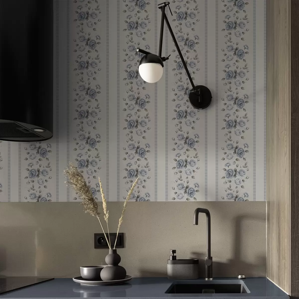 fotószőnyeg Kék rózsák függőleges sávokban világos háttér előtt a00860