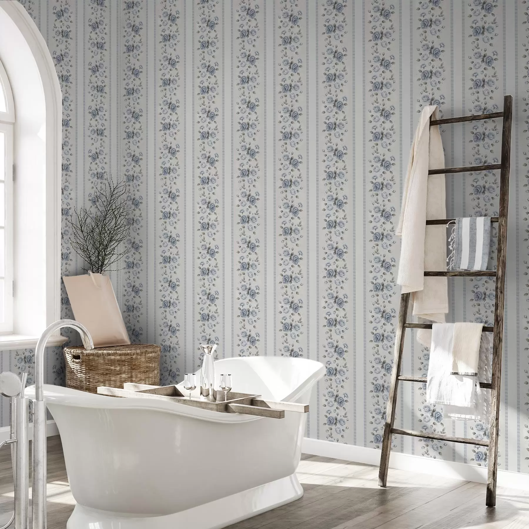 fotószőnyeg Kék rózsák függőleges sávokban világos háttér előtt a00860