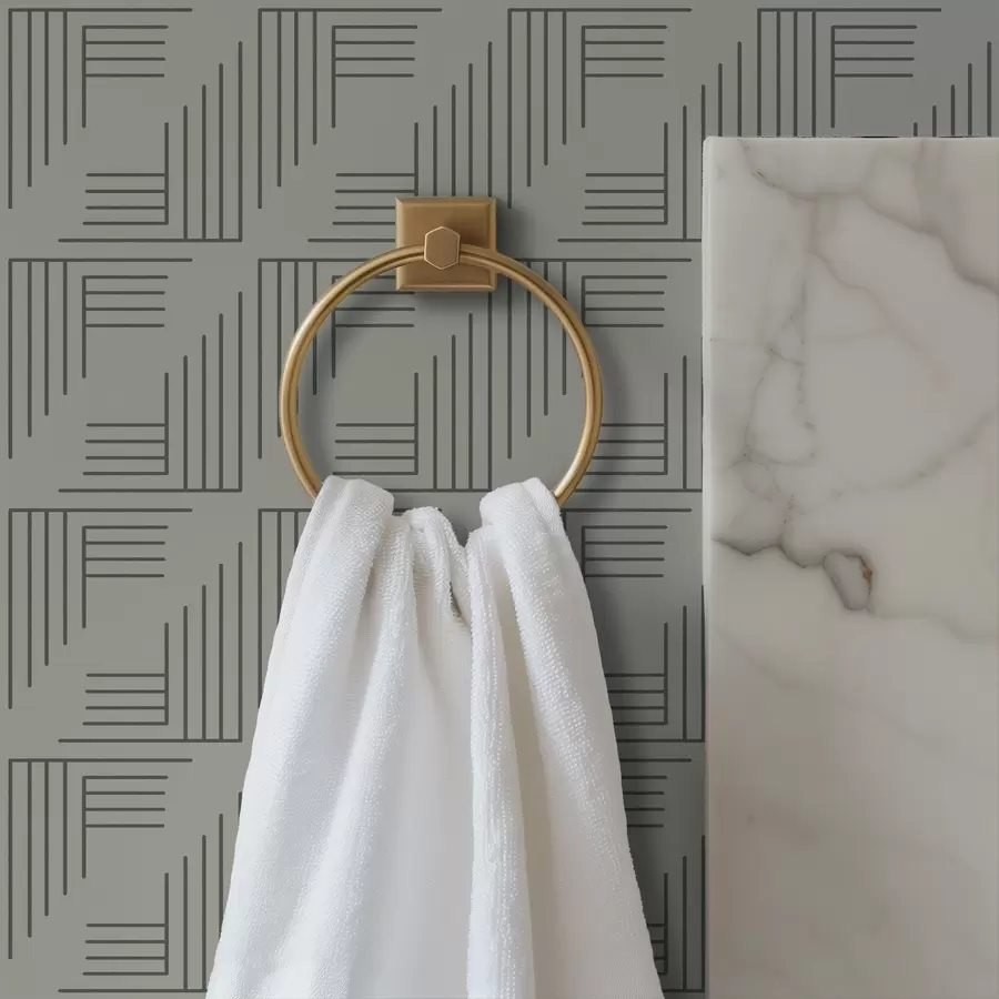 fotószőnyeg Lineáris sarokelemek, amelyek meleg szürke négyzeteket alkotnak a00907