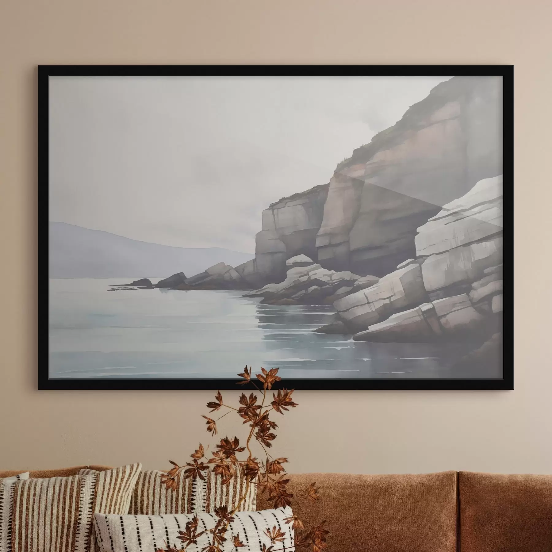 fotószőnyeg Ködös sziklás part f46464