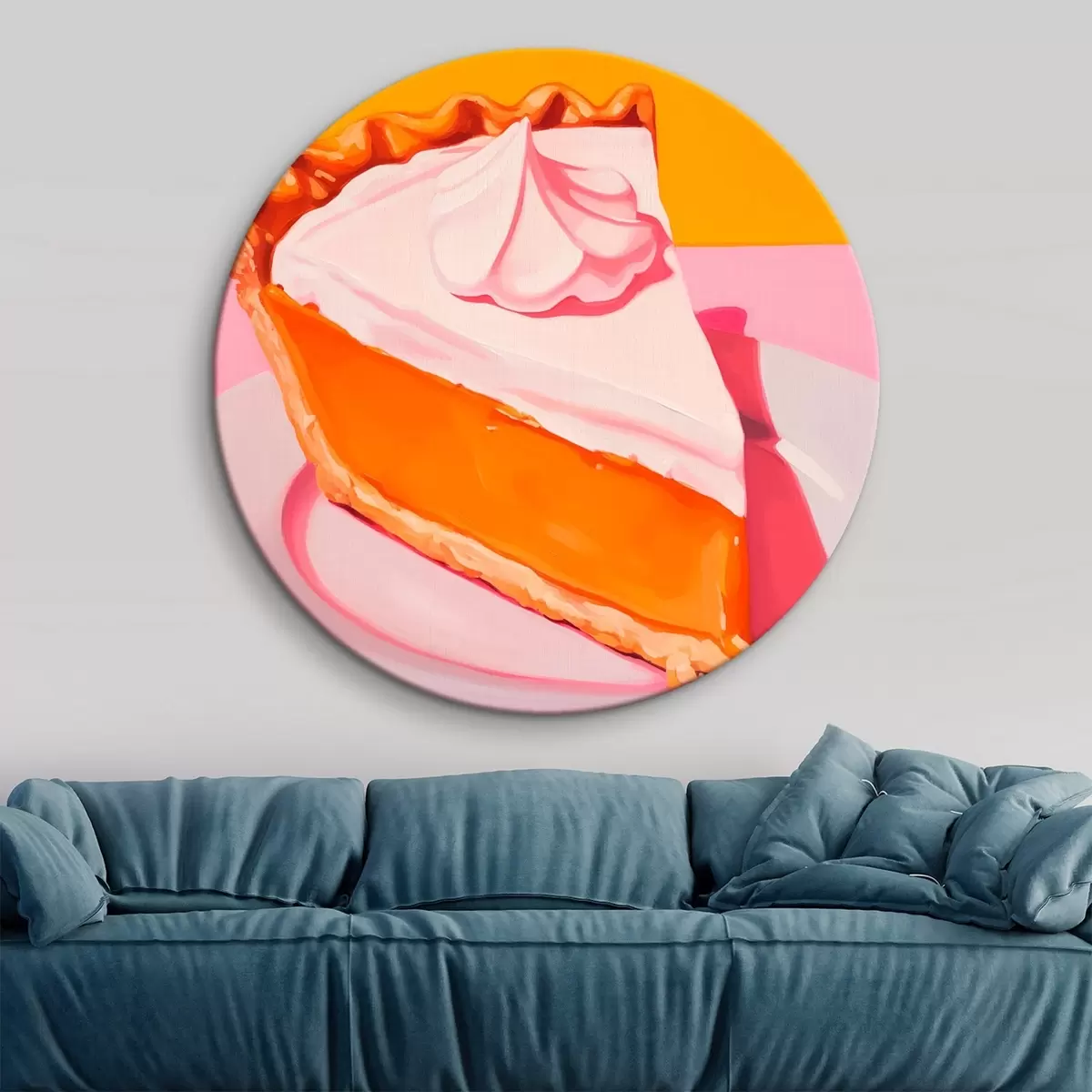 Kerek festmények Darabka sütőtökös pite. Pop art illusztráció r46462