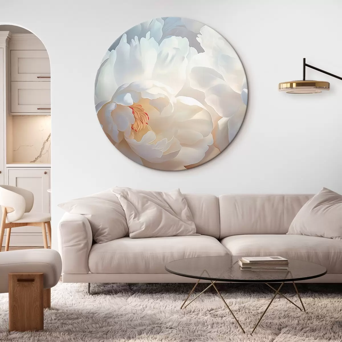 Kerek festmények Nagy fehér pünkösdi rózsák r46560