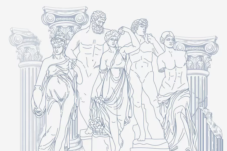 fotószőnyeg Ősi emberek és oszlopok w04865