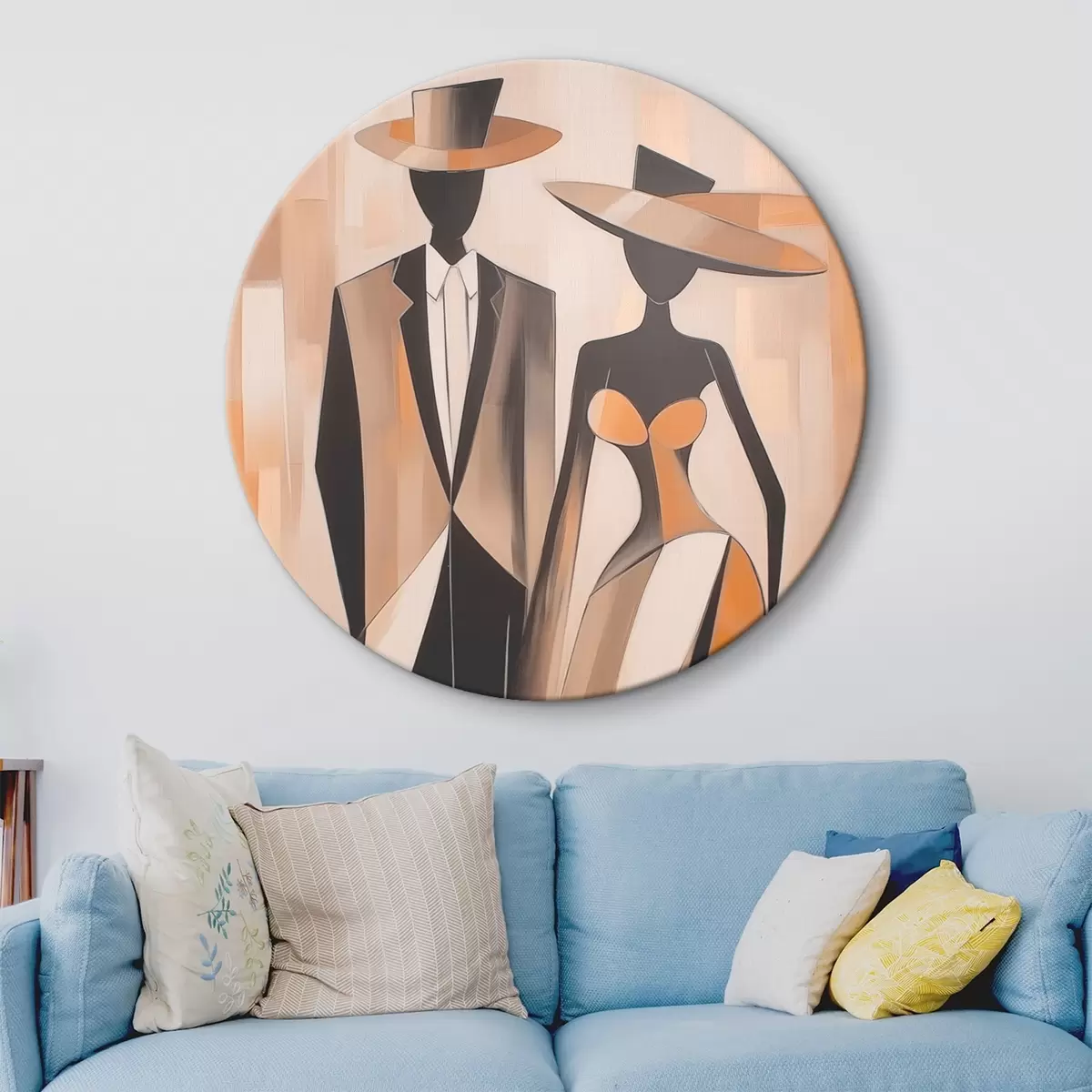 Kerek festmények Pár sziluettek r46477