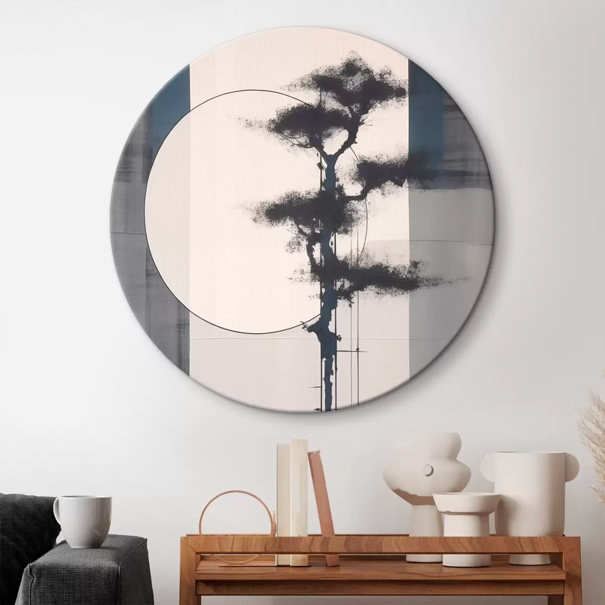 Kerek festmények Absztrakció. Fa és nap. Japán minimalizmus r46463