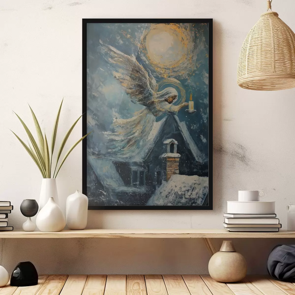 Plakát a sziklán Angyal a házak felett f46600