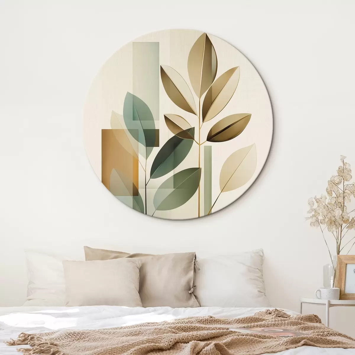 Kerek festmények Geometriai absztrakció levelekkel r46581