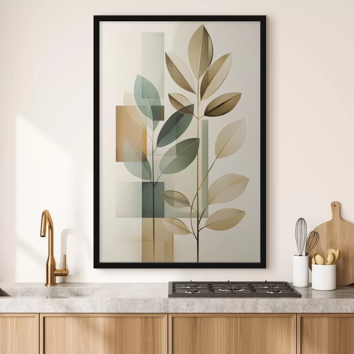 Plakát a sziklán Geometriai absztrakció levelekkel f46581