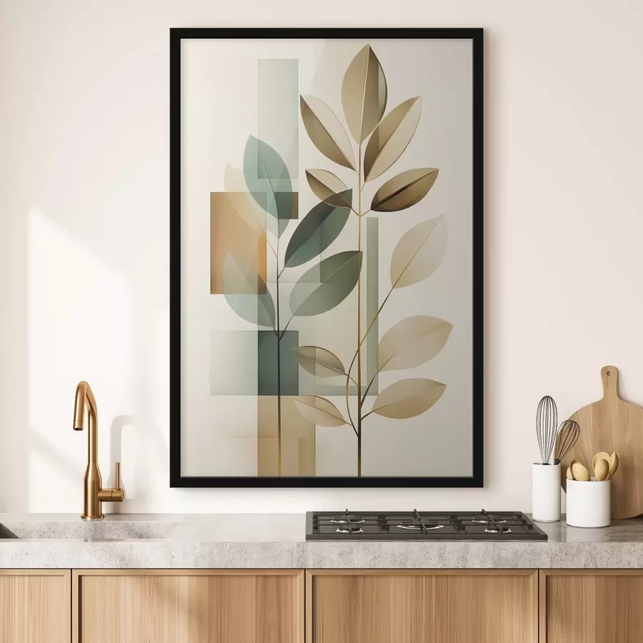 fotószőnyeg Geometriai absztrakció levelekkel f46581