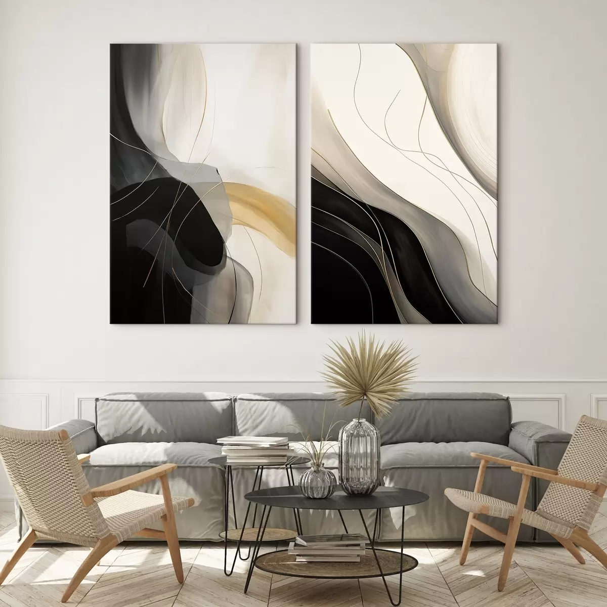 fotótapéta Monokróm görbék finom fémes szálakkal m00972