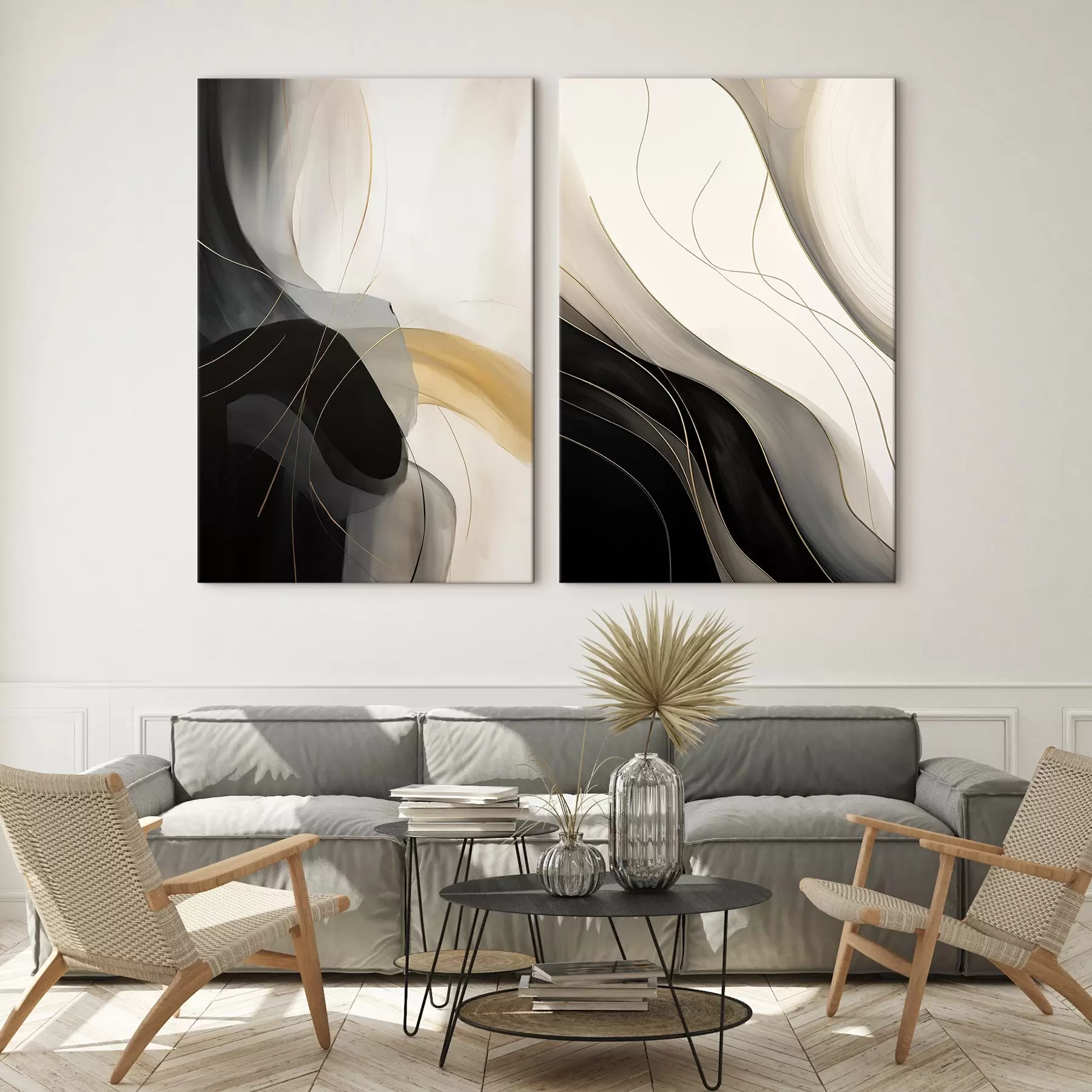 fotótapéta Monokróm görbék finom fémes szálakkal m00972