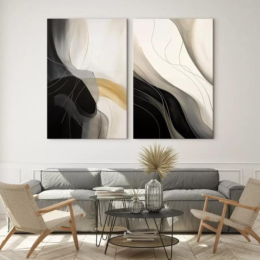 fotótapéta Monokróm görbék finom fémes szálakkal m00972