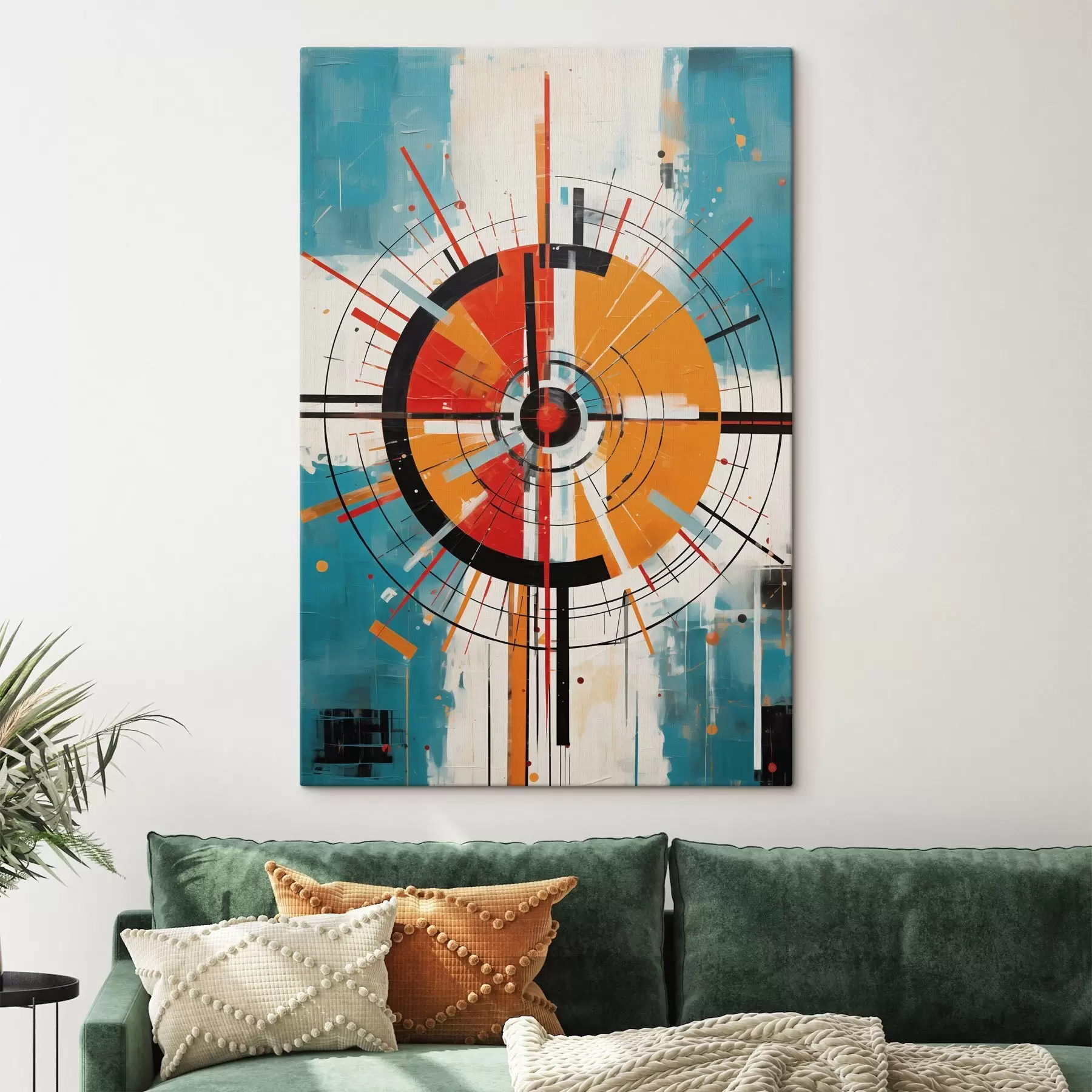 fotótapéta Koncentrikus célpont, zöldes-kék és narancssárga szegmensekkel s46486