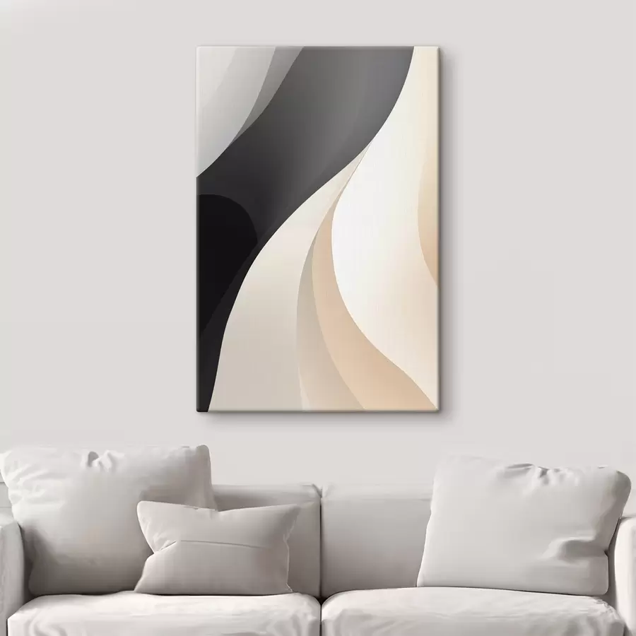 fotótapéta Elegáns, egymást átfedő ívek szénfekete, elefántcsont és homok színben s46493