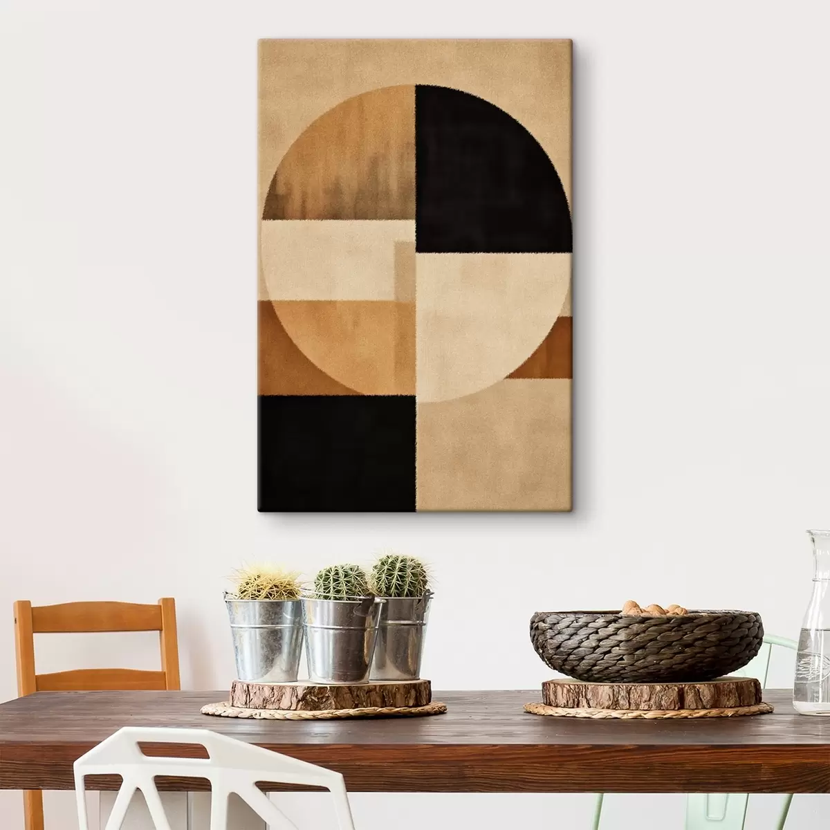 fotótapéta Félkörök és négyzetek meleg tónusokban, puha textúrával s46531