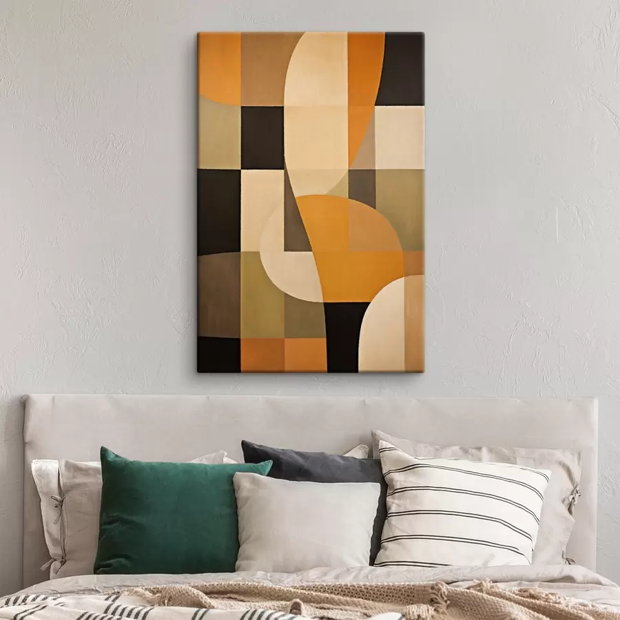 fotótapéta Téglalapokból álló patchwork sima narancssárga ível s46534