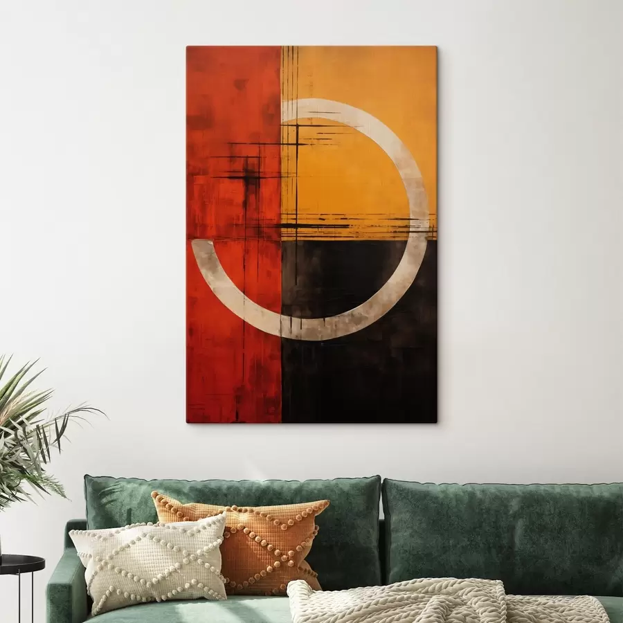 fotótapéta Absztrakt kör vörös-fekete háttérrel és vonalakkal s46535