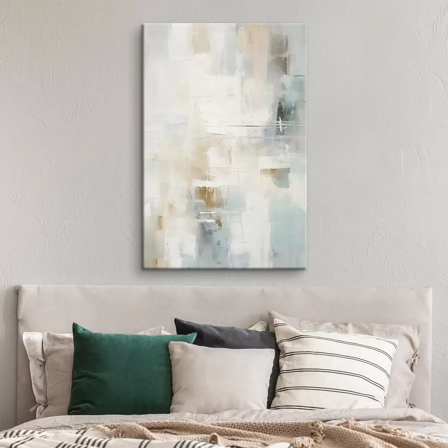 fotótapéta Légies kék és bézs ecsetvonások fehér alapon s46547