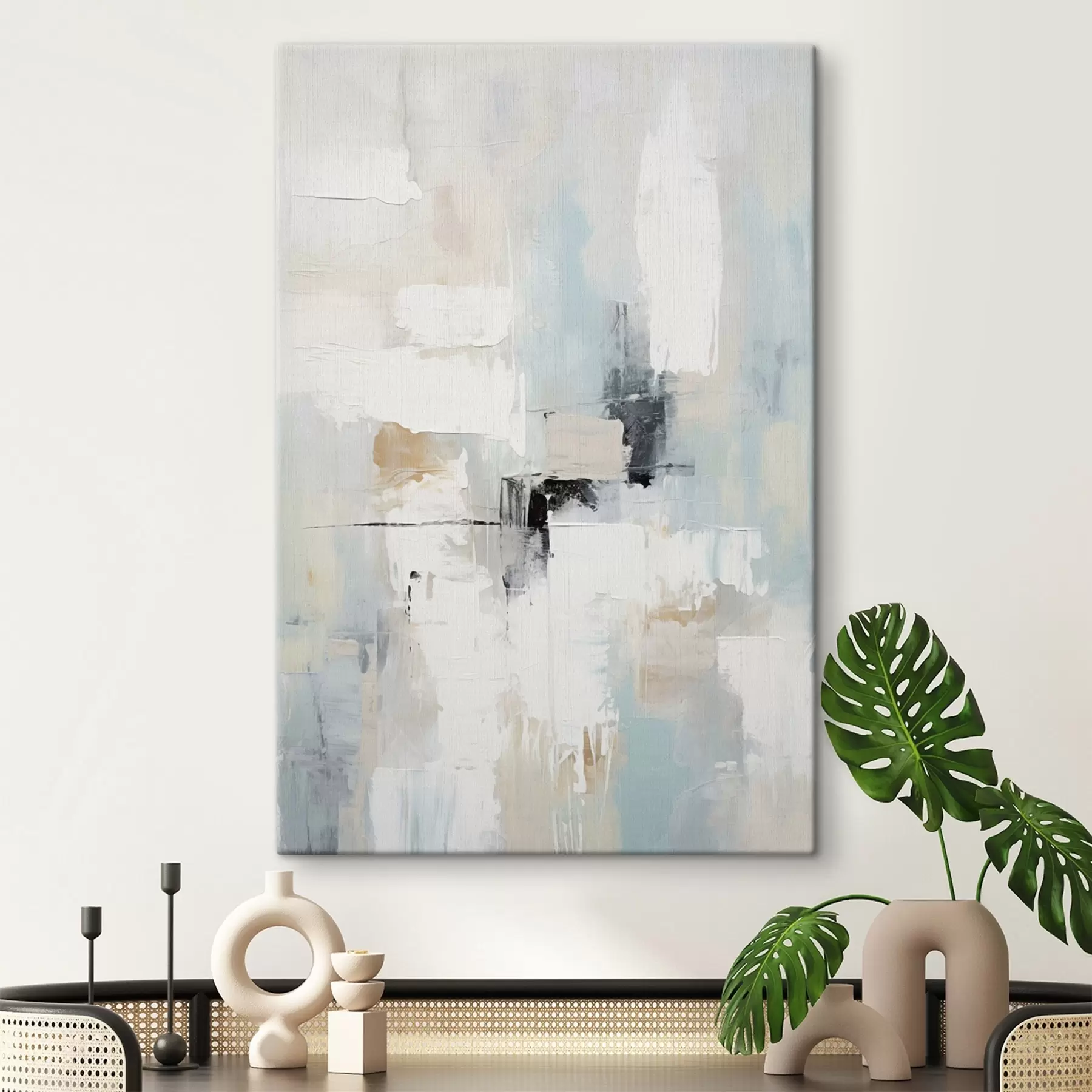 fotótapéta Világos tónusú absztrakt, fekete akcentussal s46548