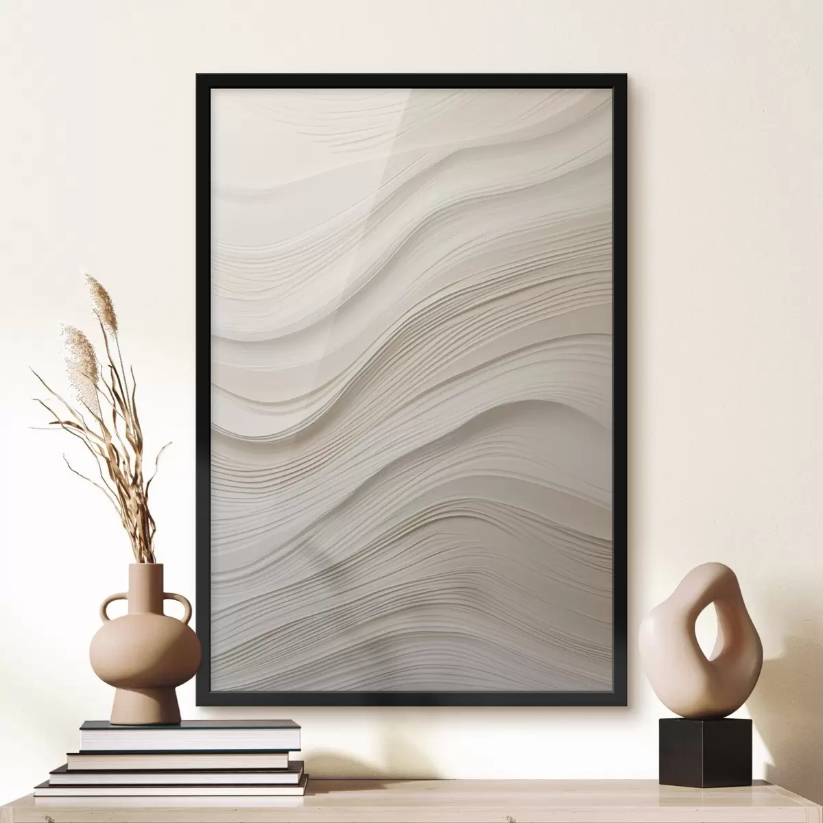 Plakát a sziklán Réteges, homokszínű domborzati hullámok, puha textúra f46484