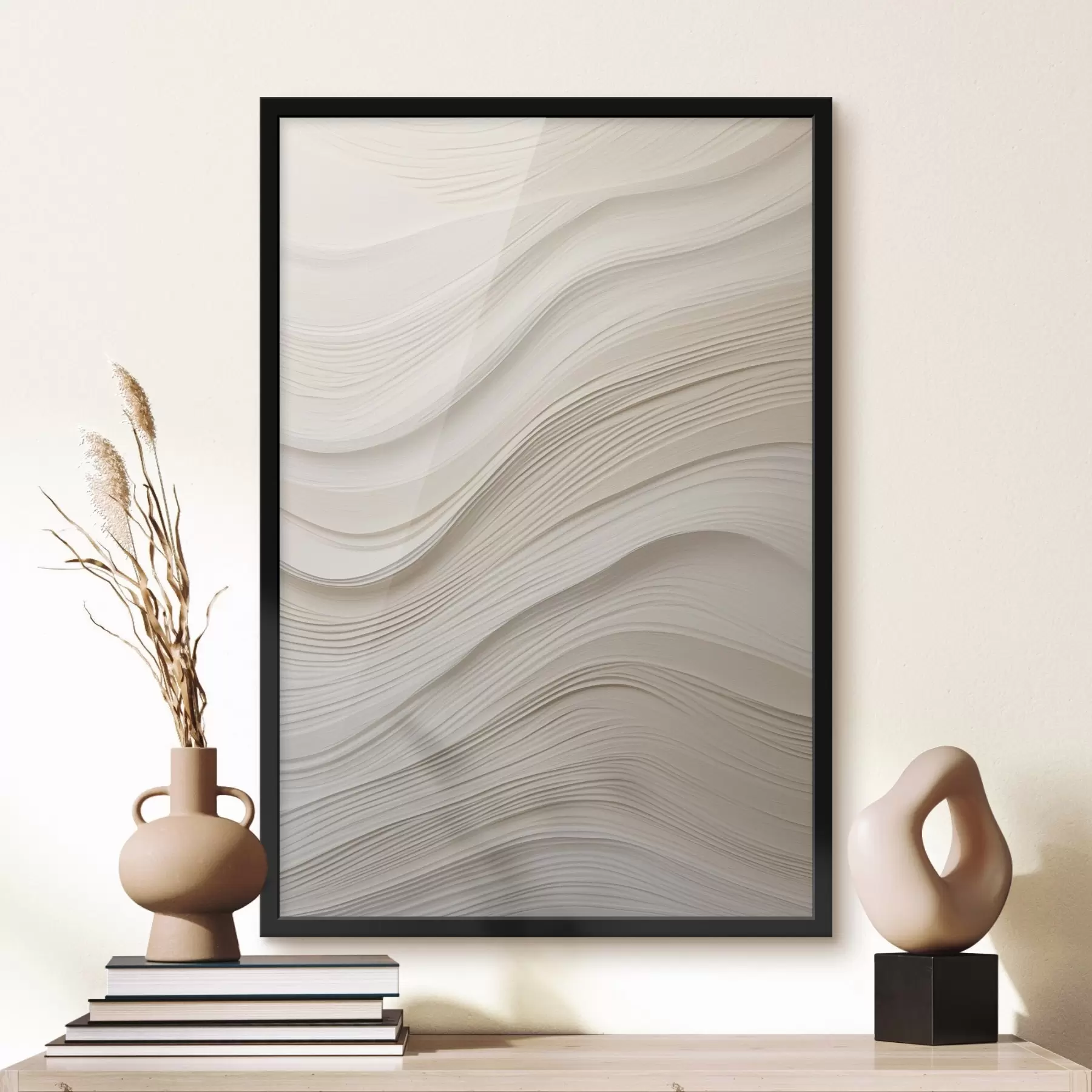 fotószőnyeg Réteges, homokszínű domborzati hullámok, puha textúra f46484