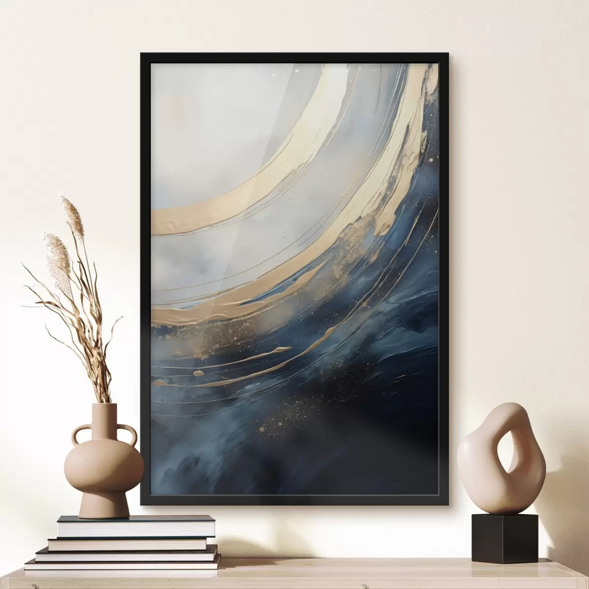 Plakát a sziklán Széles fényívek mélykék háttér előtt f46487