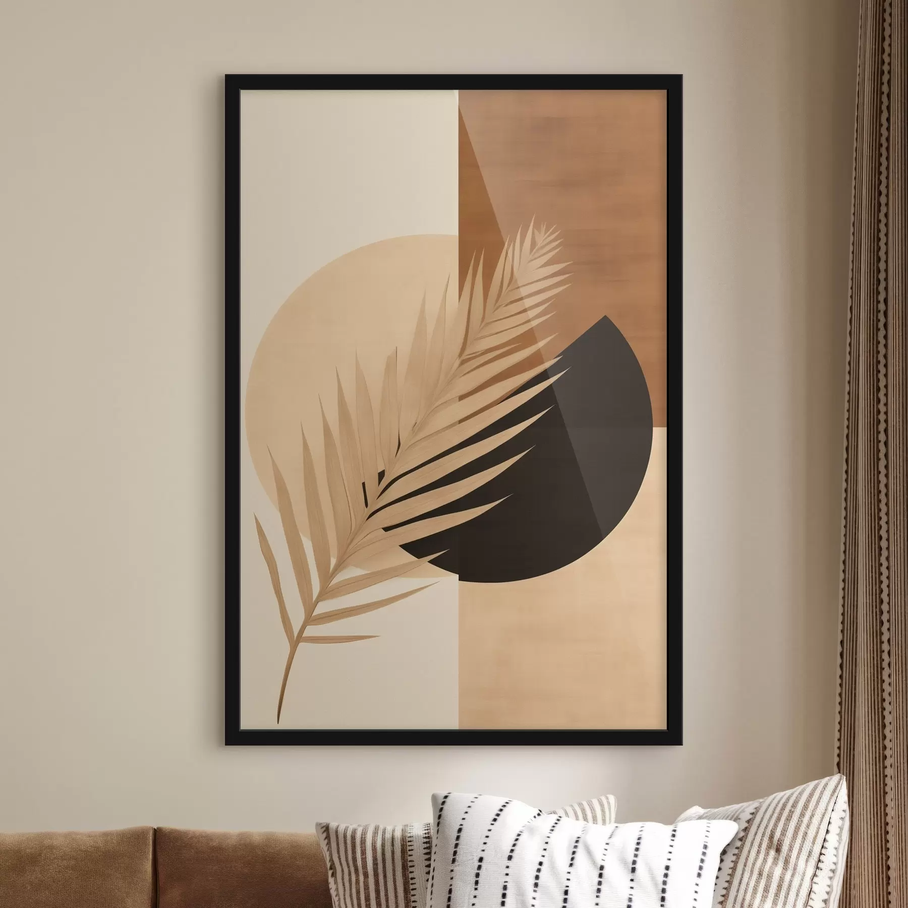 fotószőnyeg Pálmalevél terrakotta és krém színű geometriai mintával f46490