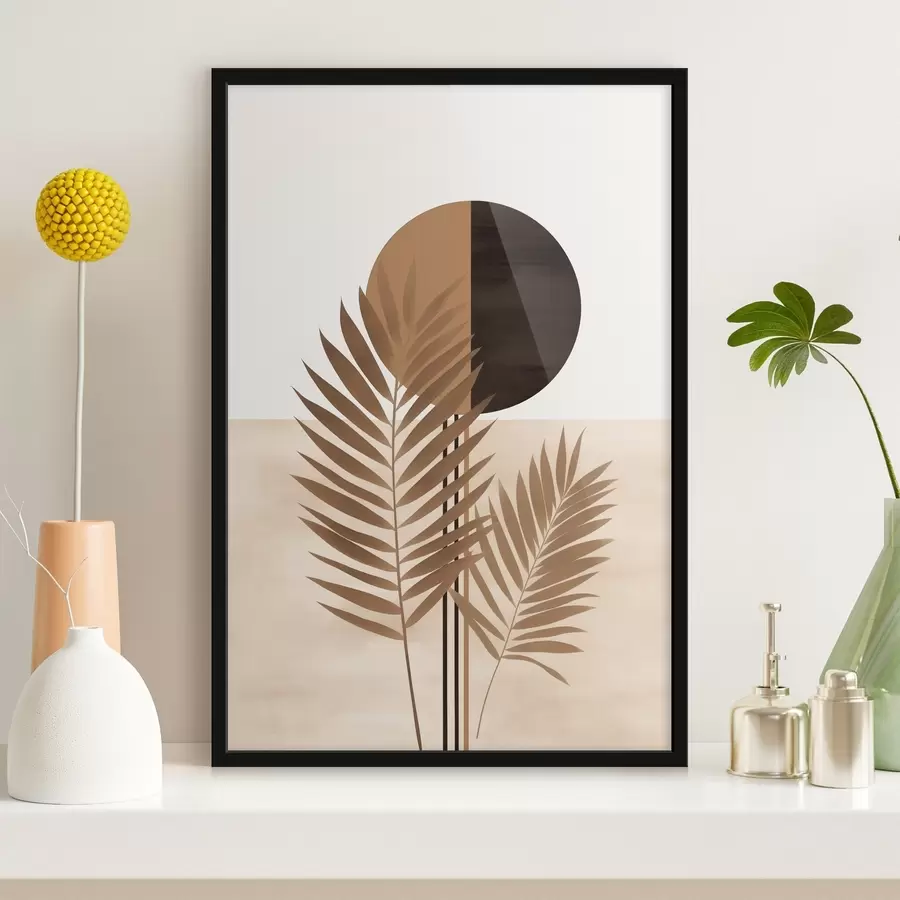 fotószőnyeg Két pálmalevél, hasított kör alakú napmotívummal f46491