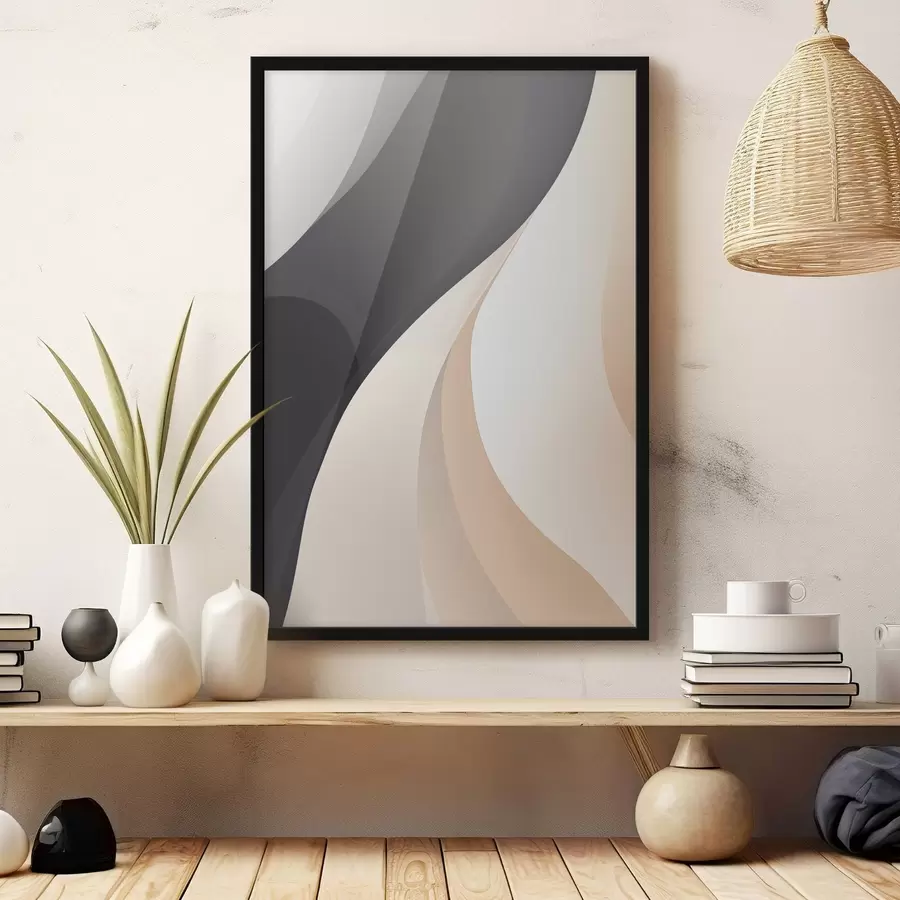 fotószőnyeg Elegáns, egymást átfedő ívek szénfekete, elefántcsont és homok színben f46493