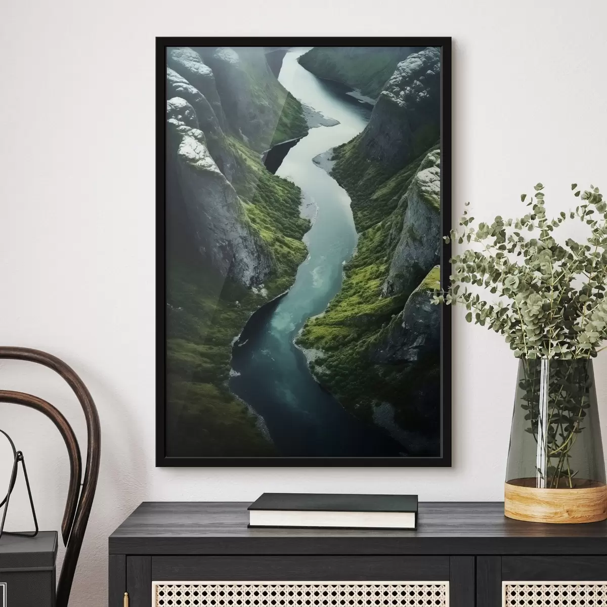 Plakát a sziklán Kanyargós folyó sziklák között, madártávlatból f46521