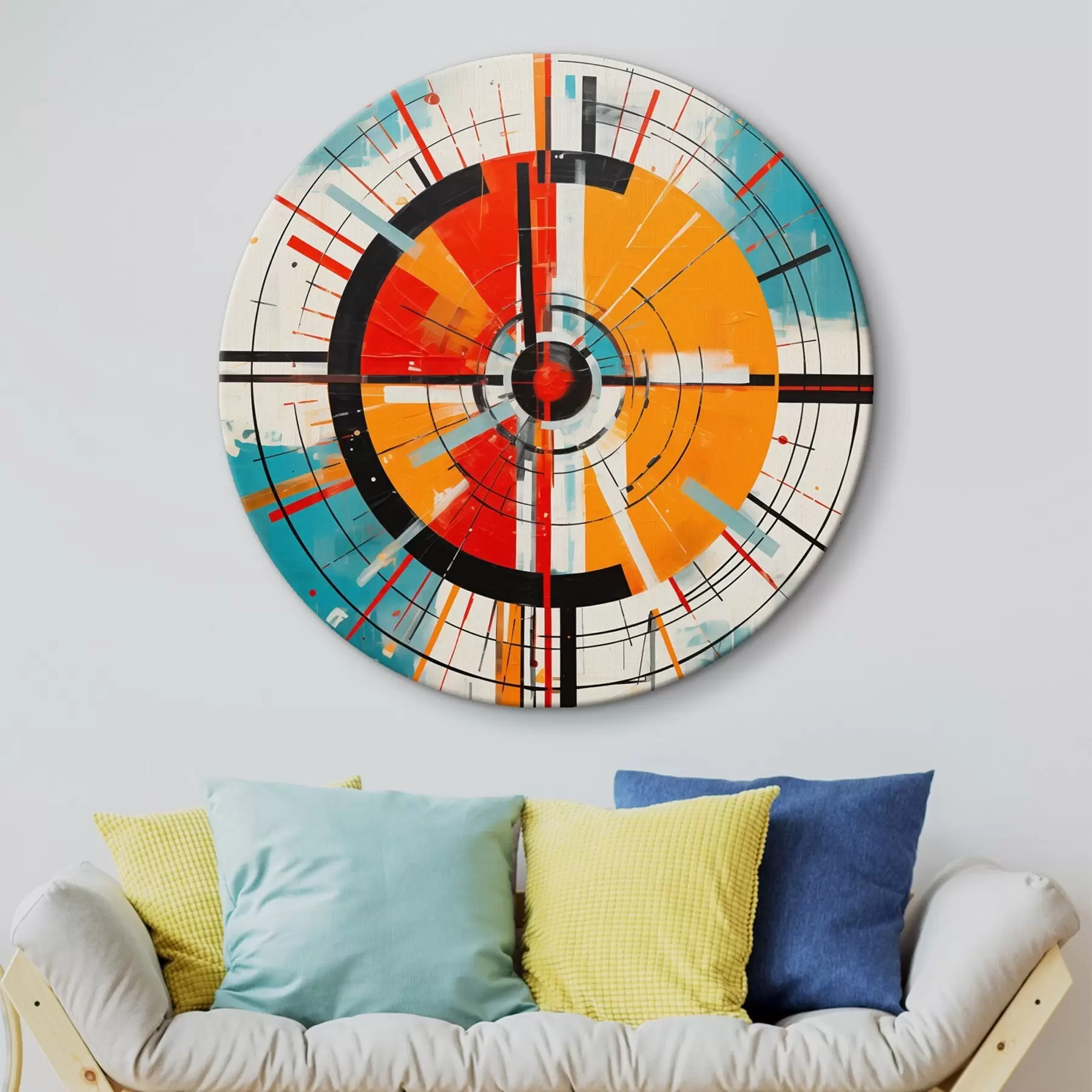 fotótapéta Koncentrikus célpont, zöldes-kék és narancssárga szegmensekkel r46486