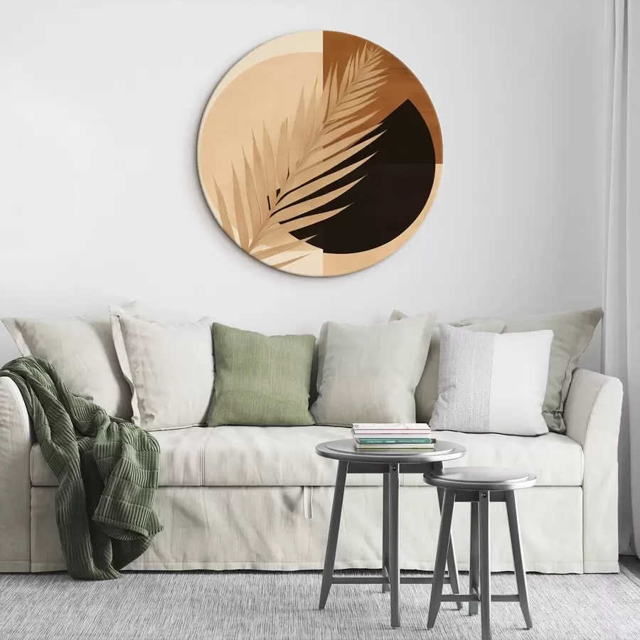 fotótapéta Pálmalevél terrakotta és krém színű geometriai mintával r46490