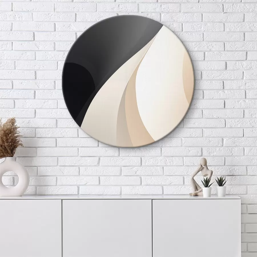 fotótapéta Elegáns, egymást átfedő ívek szénfekete, elefántcsont és homok színben r46493