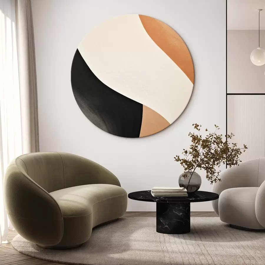 fotótapéta Merész S-görbe krém, fekete és terrakotta akcentussal r46495