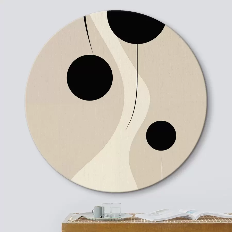 fotótapéta Minimális körök bézs alapon, áramló vonalakkal kiemelve r46496