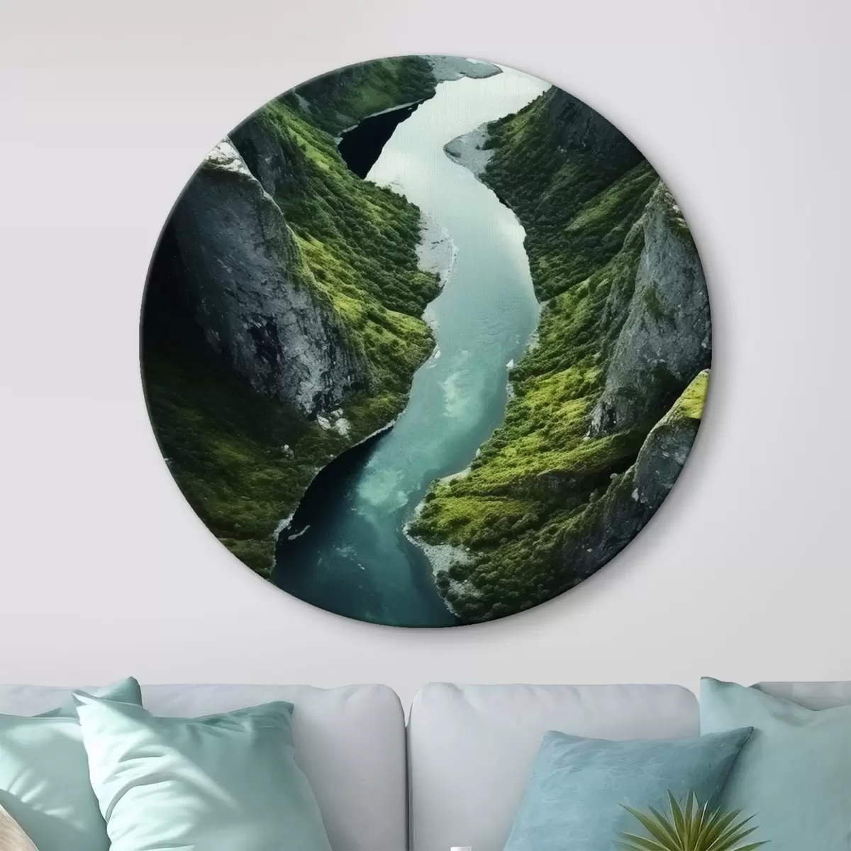 Kerek festmények Kanyargós folyó sziklák között, madártávlatból r46521