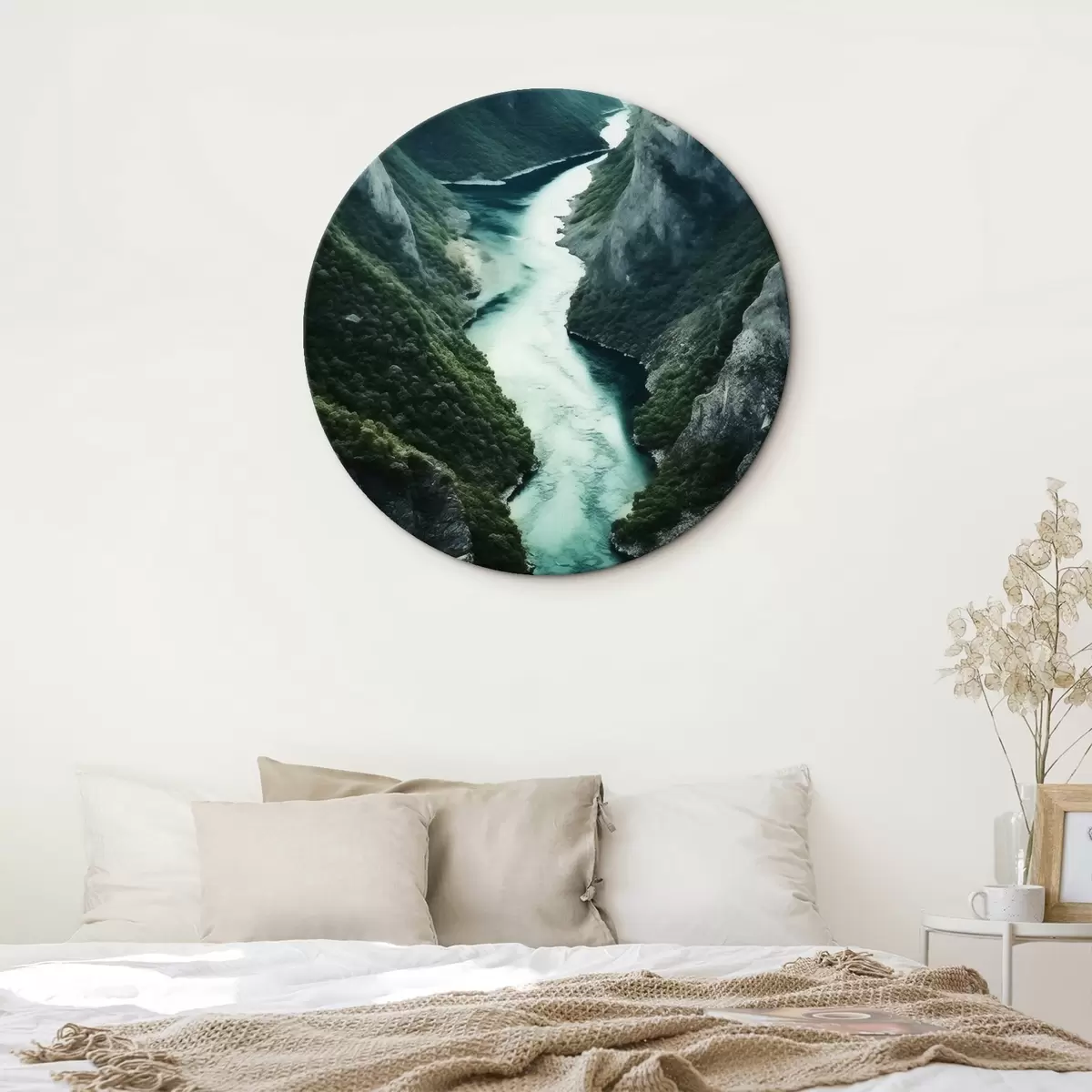 Kerek festmények Keskeny szurdok, felülről türkizkék vízfolyással r46522