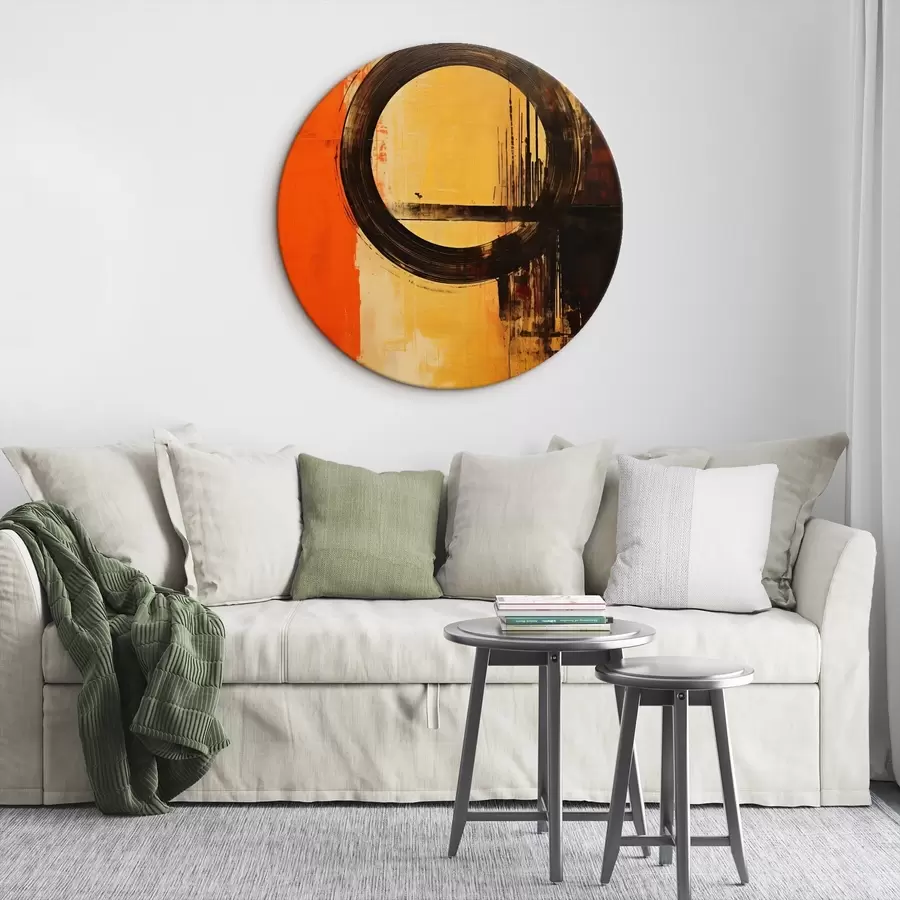 fotótapéta Absztrakt, fekete gyűrűvel terrakotta-homok háttérrel r46529