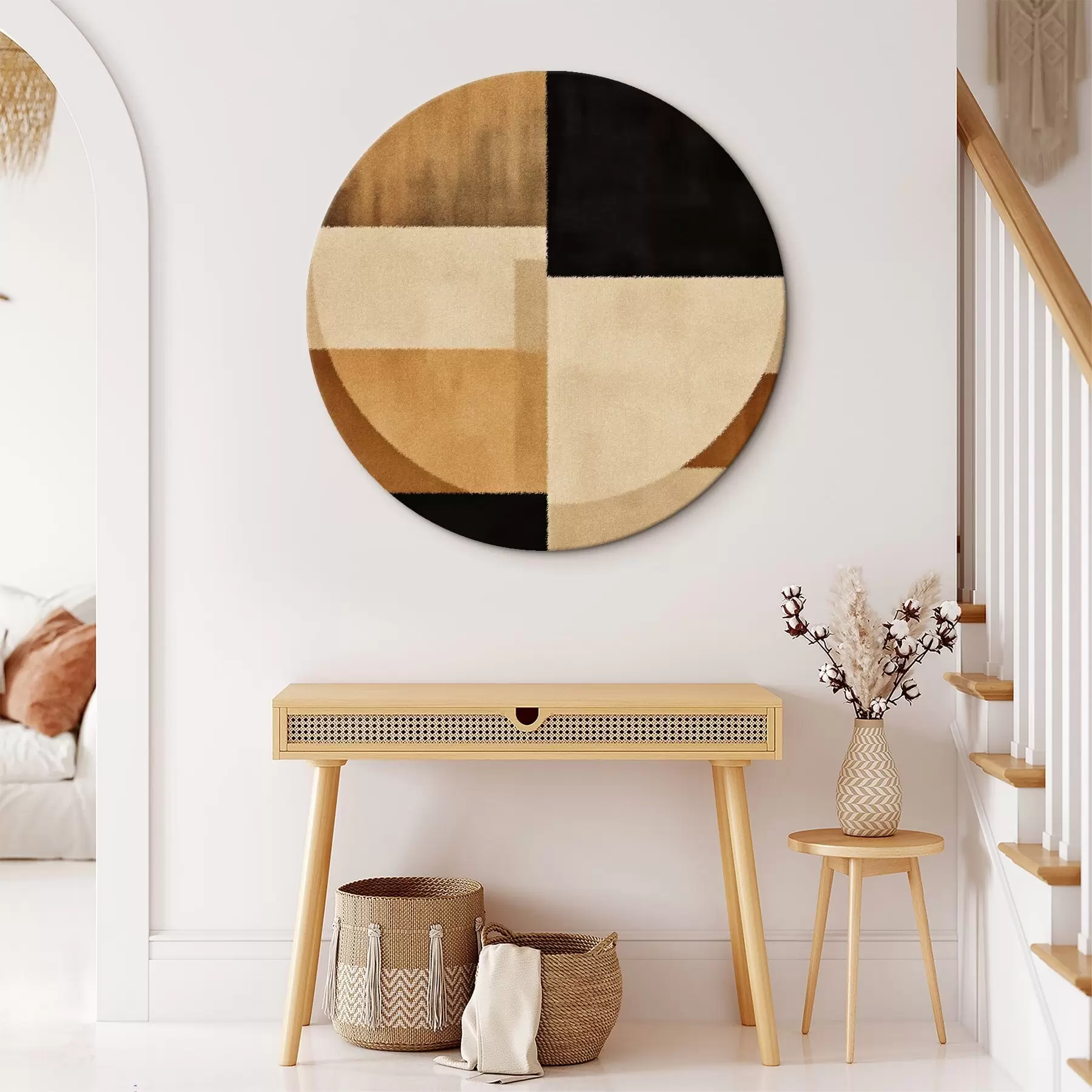 fotótapéta Félkörök és négyzetek meleg tónusokban, puha textúrával r46531