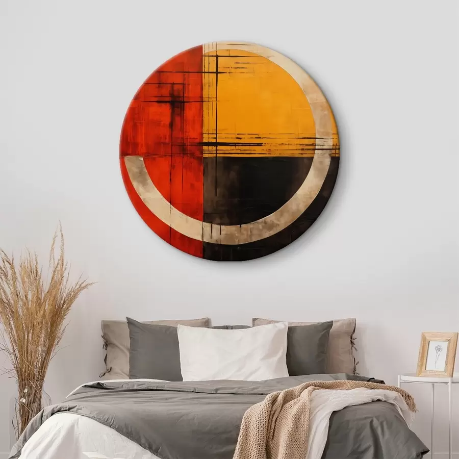 fotótapéta Absztrakt kör vörös-fekete háttérrel és vonalakkal r46535