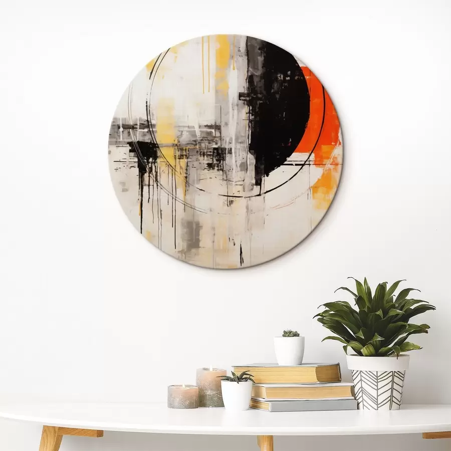 fotótapéta Monokróm narancssárga kör texturált cseppekkel r46536