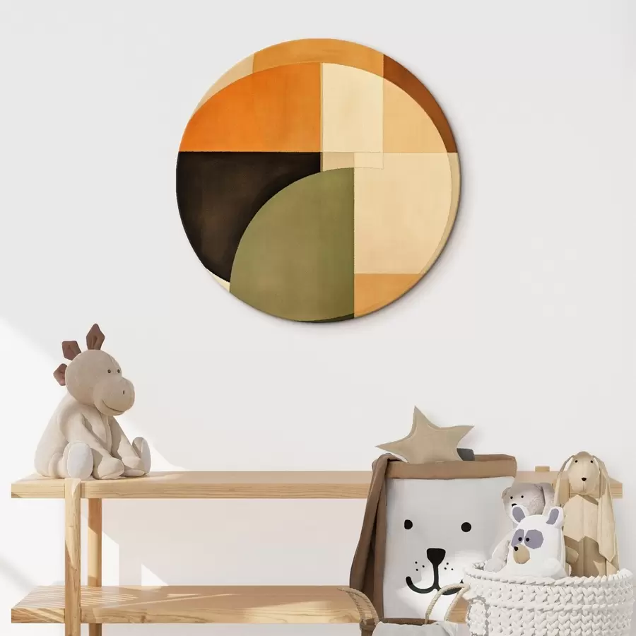 fotótapéta Keresztbe futó körök homok-olajzöld színpalettán r46537