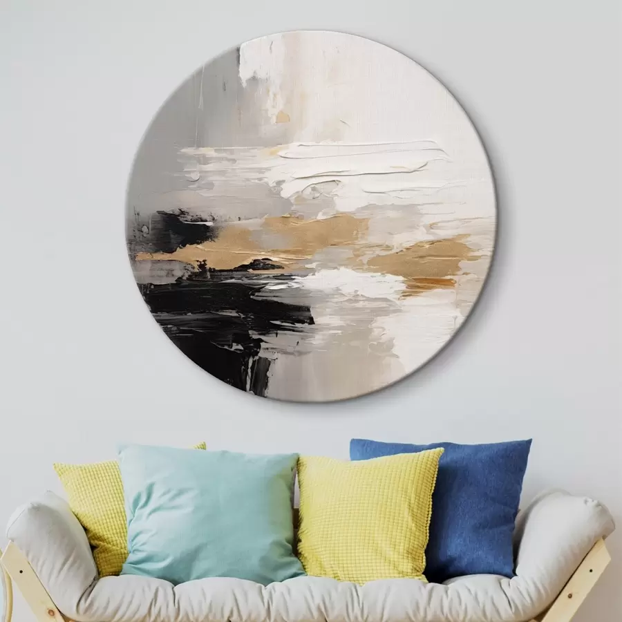 fotótapéta Nude tónusú ecsetvonások kontrasztos fekete és okker réteggel r46544