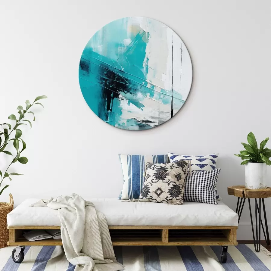 fotótapéta Türkizkék vonások fehér alapon, fekete vonallal r46545