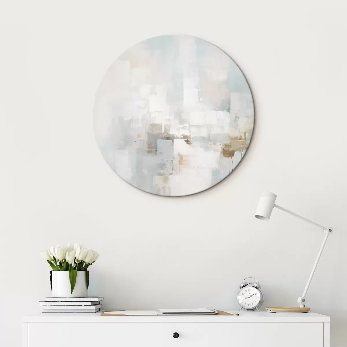 Kerek festmények Világos pasztell blokkok: kék, bézs, fehér r46546