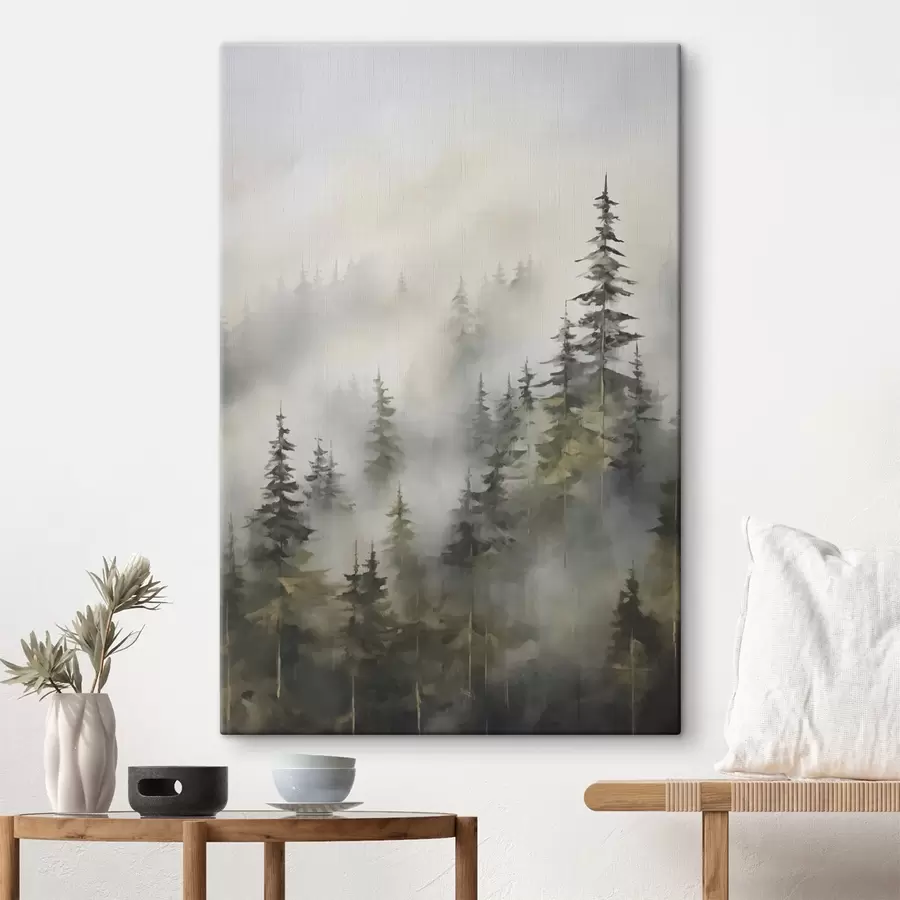 fotótapéta Ködös erdő festmény utánzat s46671