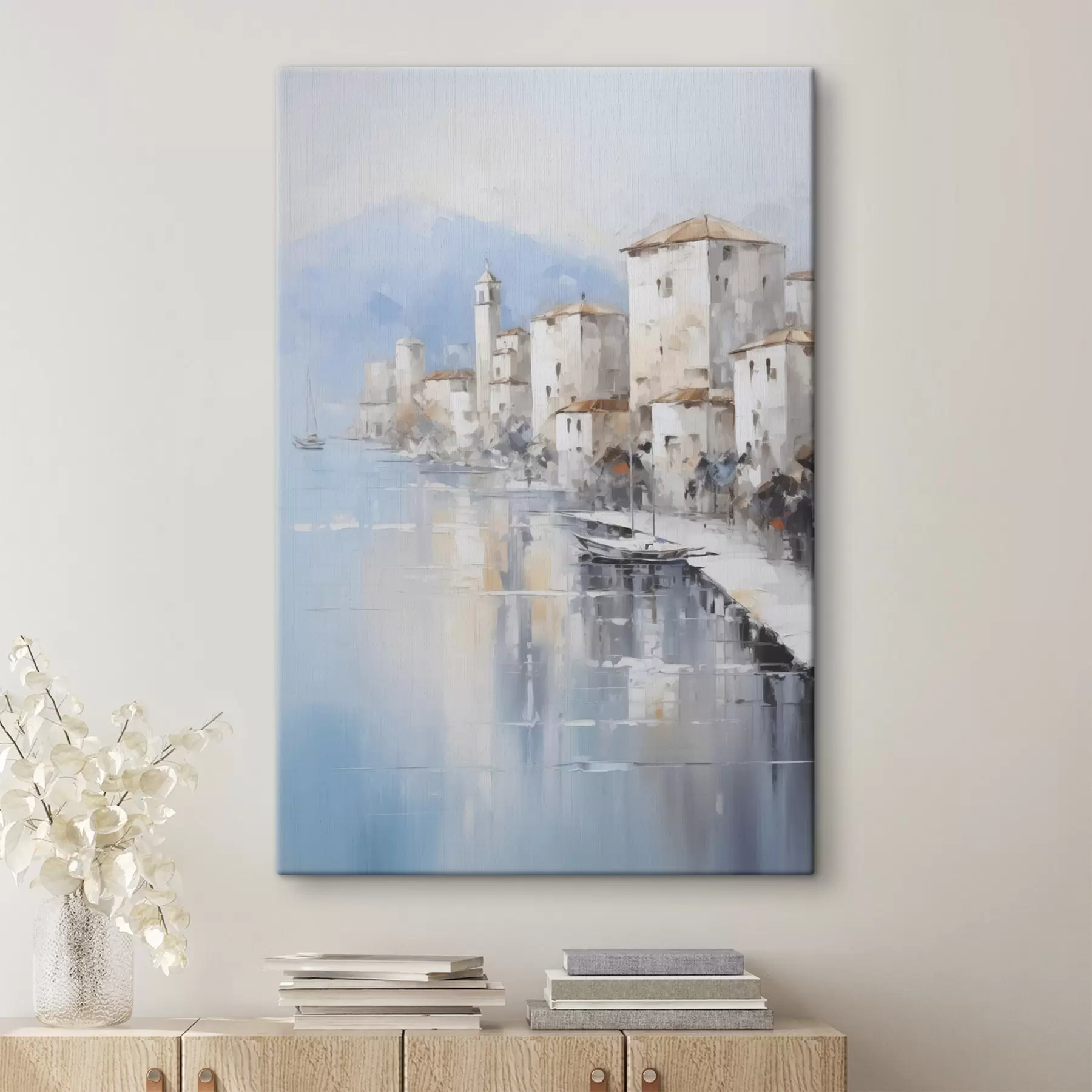 fotótapéta Absztrakt házak az öbölnél festmény utánzat s46673