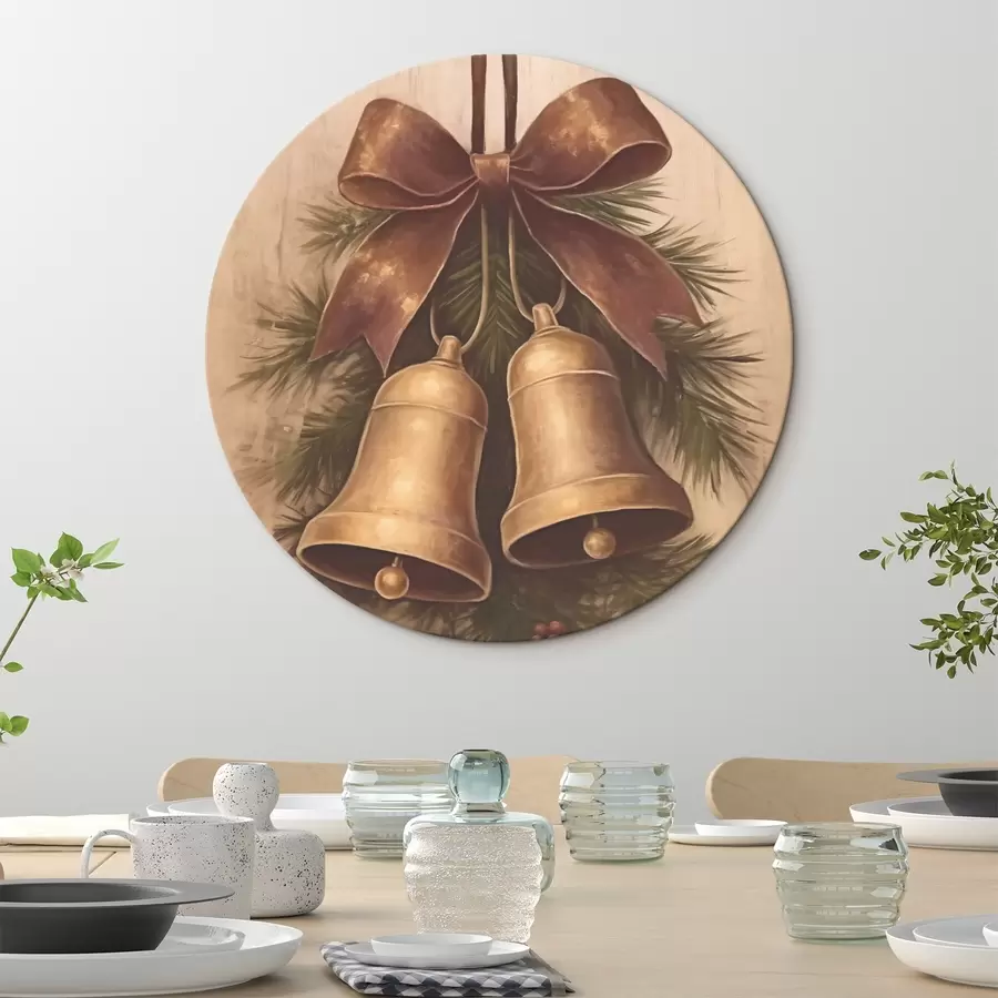 fotótapéta Vintage karácsonyi dekoráció két haranggal és masnival r46626