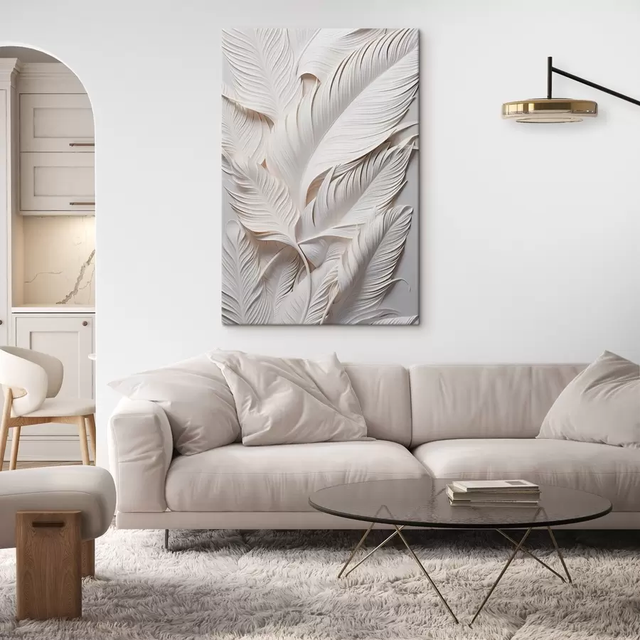 fotótapéta Fehér levelek bonyolult részletekkel, texturált és réteges hatást keltve, minimalista művészet s46706