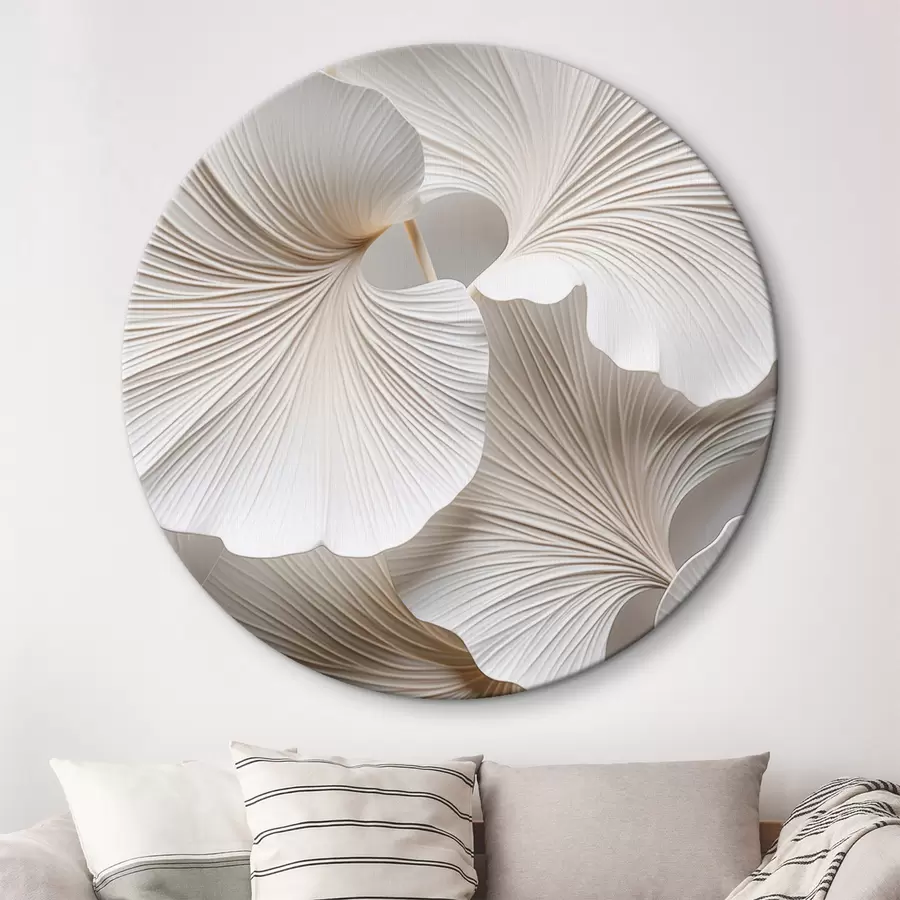 fotótapéta Fehér ginkgo biloba levelek részletes erekkel, lágy megvilágítással, texturált, elegáns és minimalista kialakítással. r46705